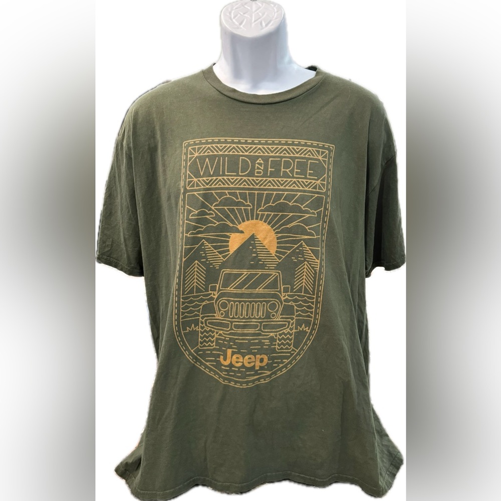 Wild and Free‎ Jeep Green Tee Men’s Size L no tag see pictures Green